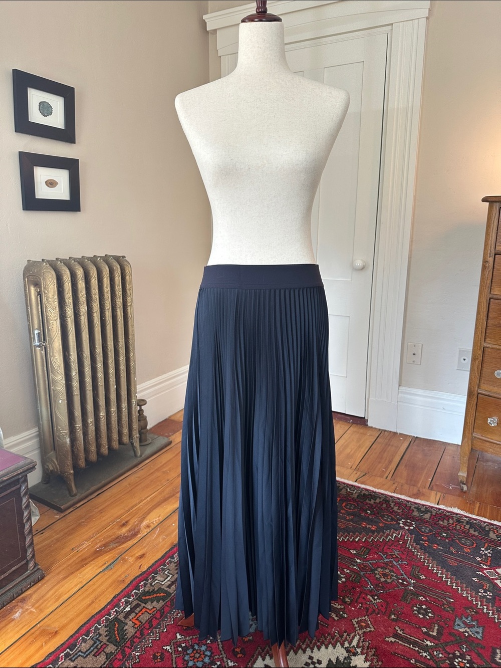 The White Company Elegant Dark Navy (or black??) Pleated Maxi Skirt